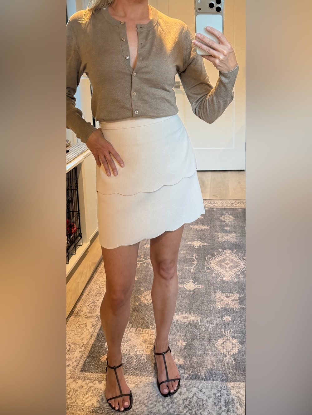 Club Monaco Scalloped Blush Pink Miniskirt